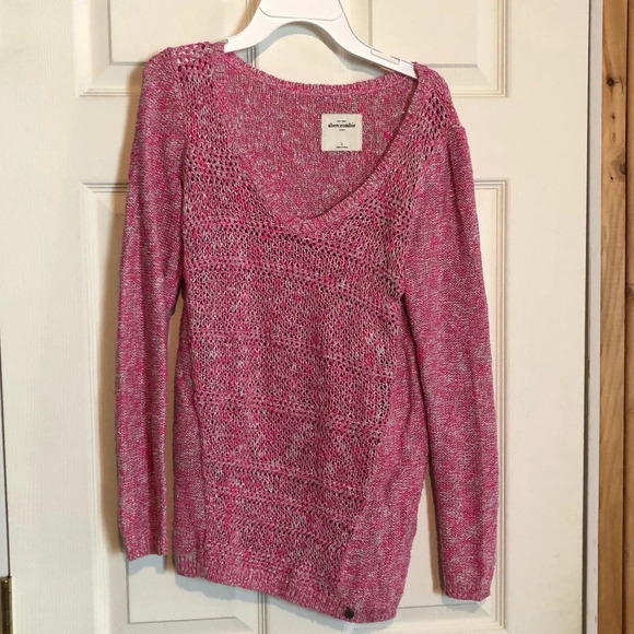 Abercrombie Pink Sweater V-Neck Girls Large - Picture 1 of 3